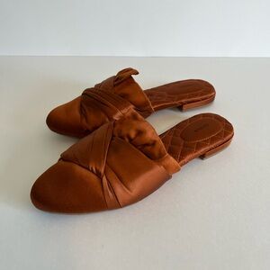 Birdies Burnt Orange Size 11 Satin Slip On Flat Mules